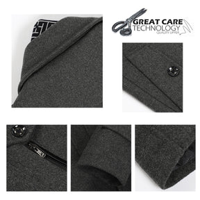 Men's Thick Solid Color Lapel Casual Coat Cotton Grey
