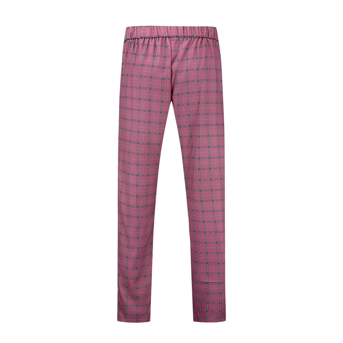 Men's Plaid Print Straight Casual Trousers Pink