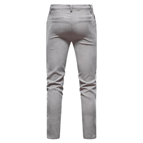 2-Piece Solid Color Two Button Single Breasted Corduroy Suit Grey