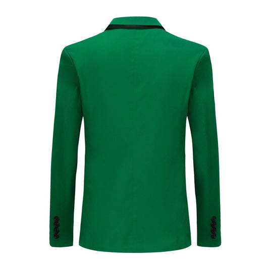 Men's One Button Solid Color Casual Blazer Green - Cloudstyle