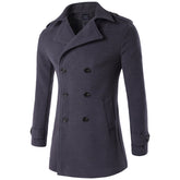 Wool Blend Classic Pea Coat Grey