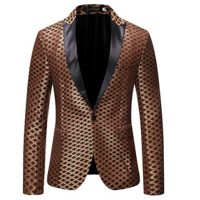 Men's Fashion Fish Scales 2-Piece Suit Yellow