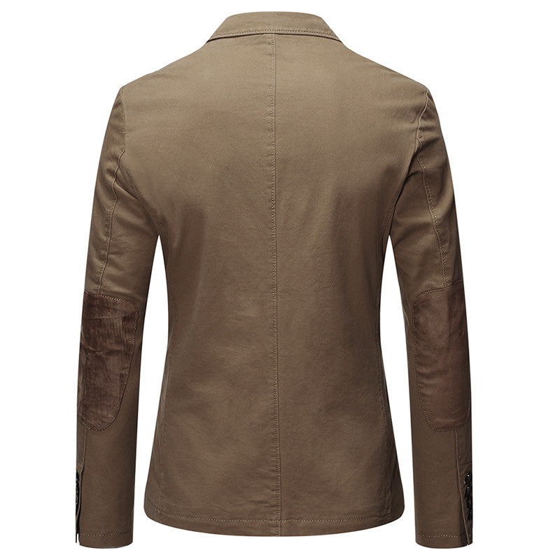 Dark Khaki Two-Button Solid Color Jacket