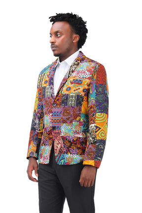 Mens Suit Jacket Floral Printed Casual Blazer Coat Canvas