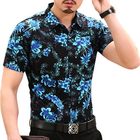 Slim Fit Floral Blue Jasmine Flower Shirt