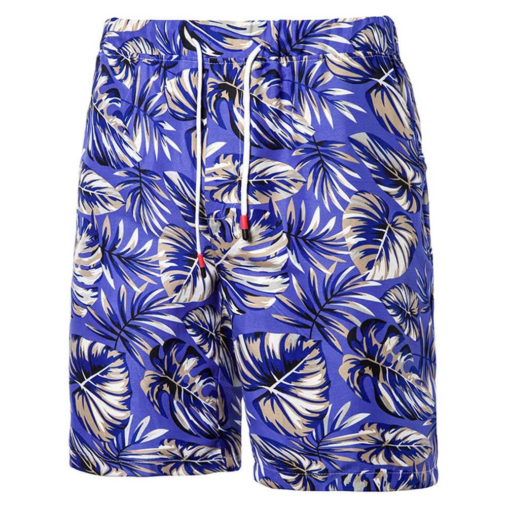 Relaxed Fit Leaf Print Shorts Blue