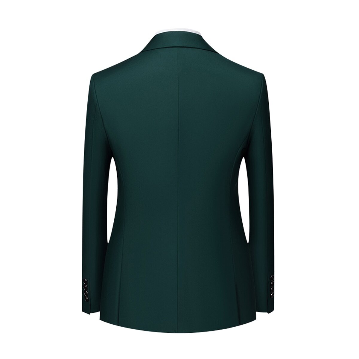 Men's Solid Color Double Breasted Business Suit Green