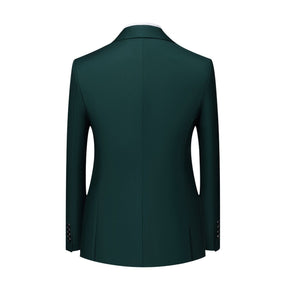 Men's Solid Color Double Breasted Business Suit Green