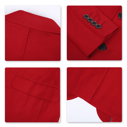 Classic Red Blazer Two Buttons Blazer - Cloudstyle
