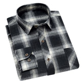 Men's Check Lapel Long Sleeve Shirt Black 4