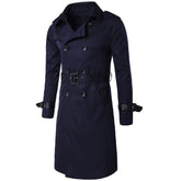 Slim Fit Belted Trench Coat Navy