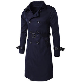 Slim Fit Belted Trench Coat Navy