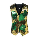 Slim Fit Shiny Sequins Vest Green