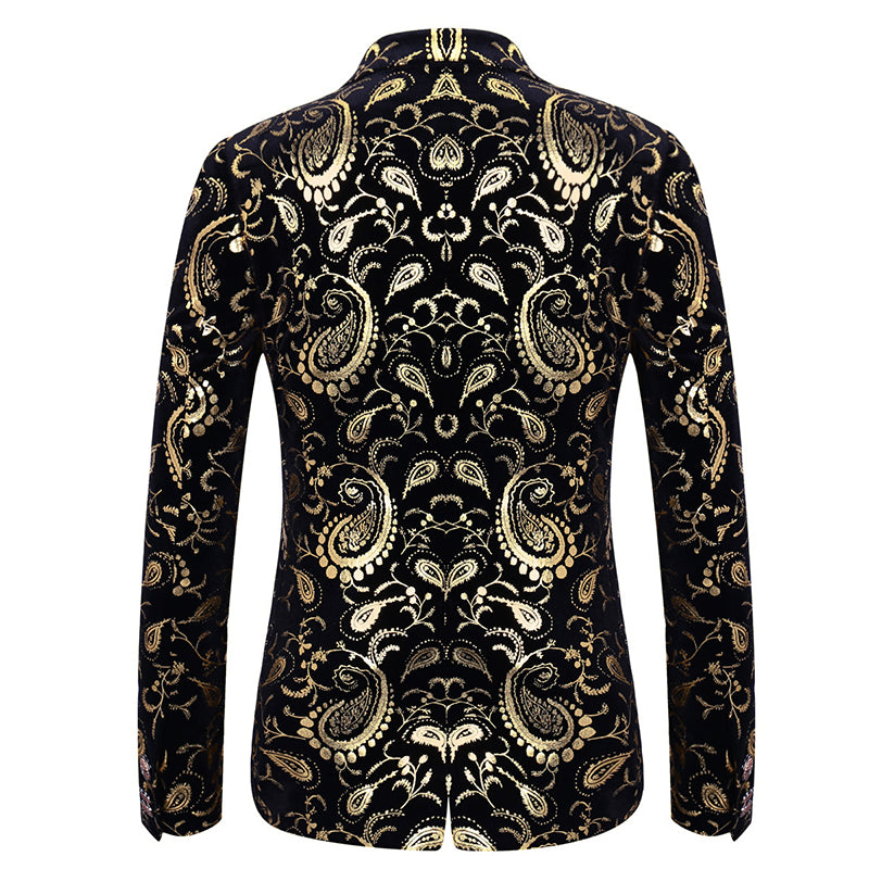 Modern Fit Glitter Paisley Gold Blazer