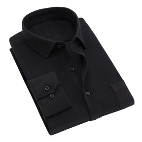 Men's Square Neck Solid Velvet Shirt Black