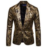 Slim Fit Gold Glitter Paisley Blazer