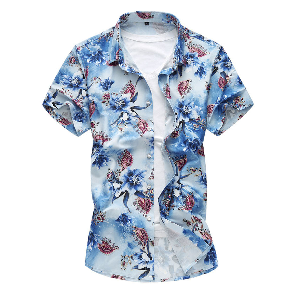 Slim Fit Floral Style Shirt Blue Flower