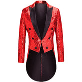 Men's Sequined Show Dress Swallow-Tailed Coat Red