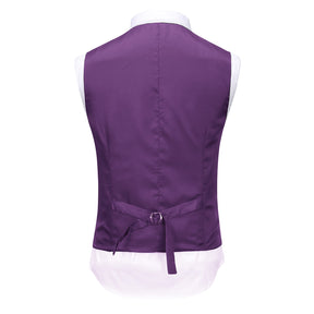 3-Piece Notched Lapel Casual Suit Purple