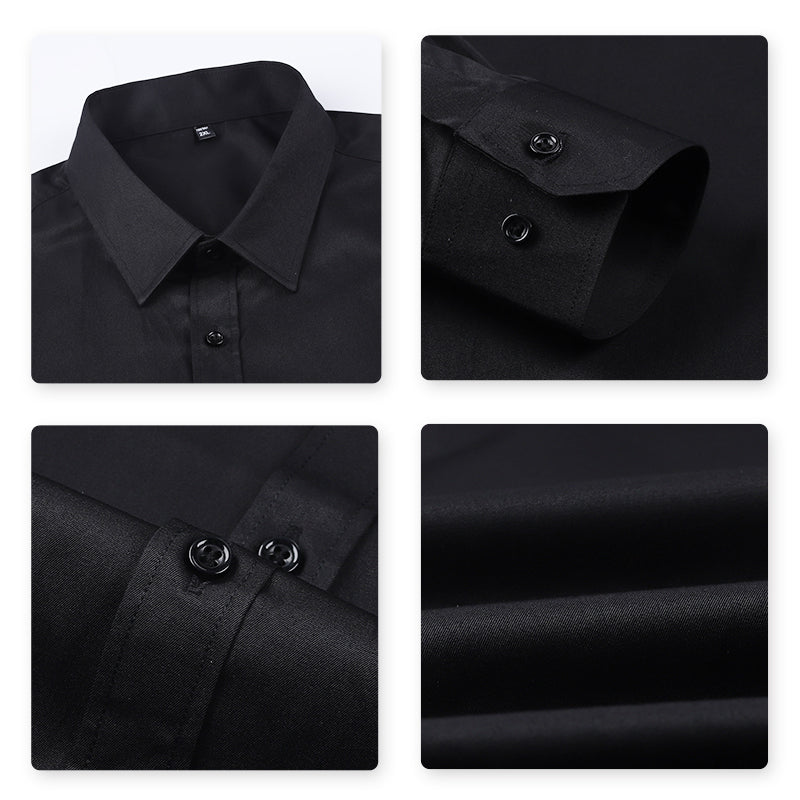 Slim Fit Turn-Down Collar Black Shirt