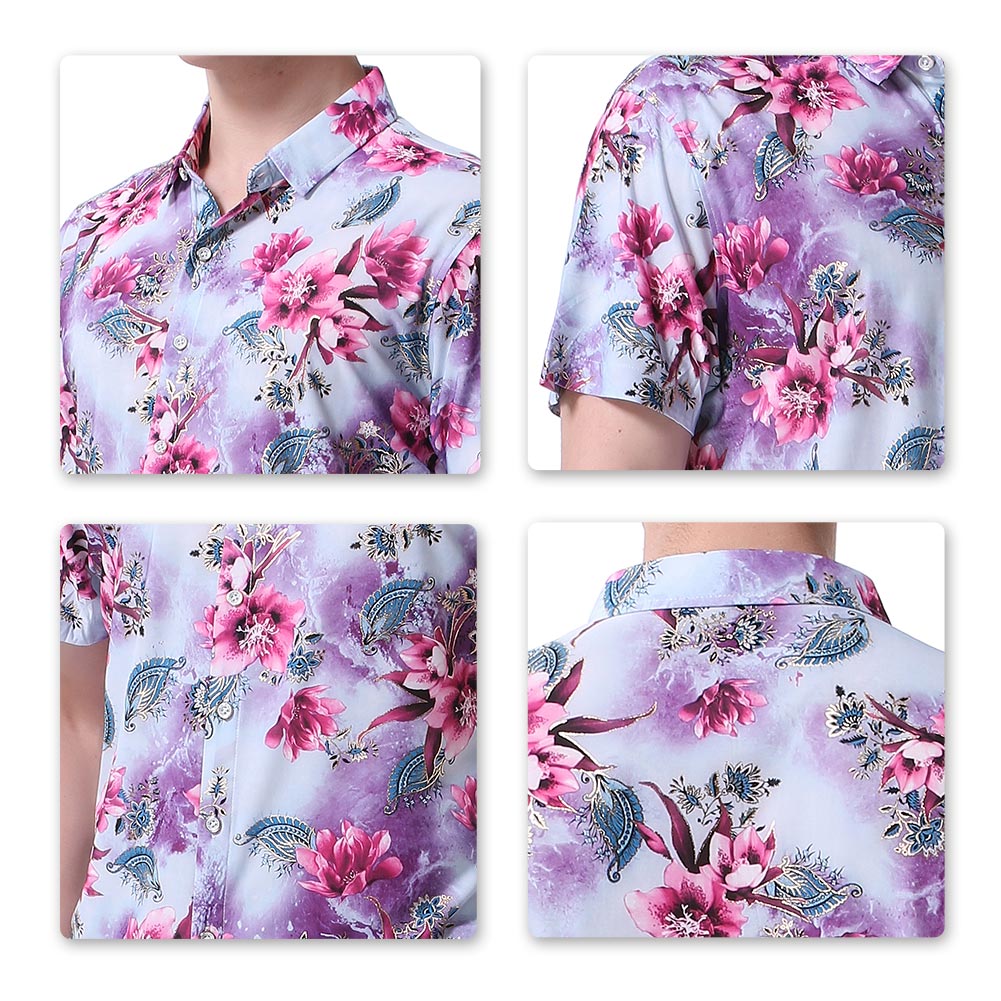 Slim Fit Floral Style Shirt Red Flower
