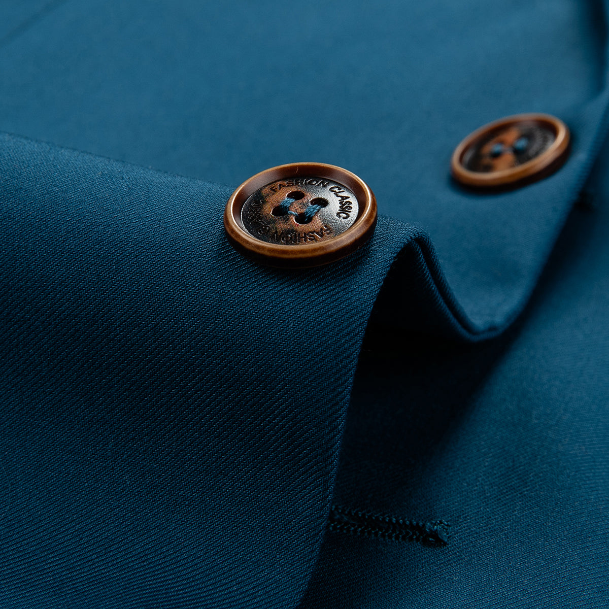 Men's Two-Button Back Slit Lapel Collar 3-Piece Suit Lake Blue