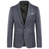 Mens Solid Color One Button Single Breasted Blazer Grey