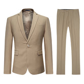 Two Piece Khaki Suit One Button Suit