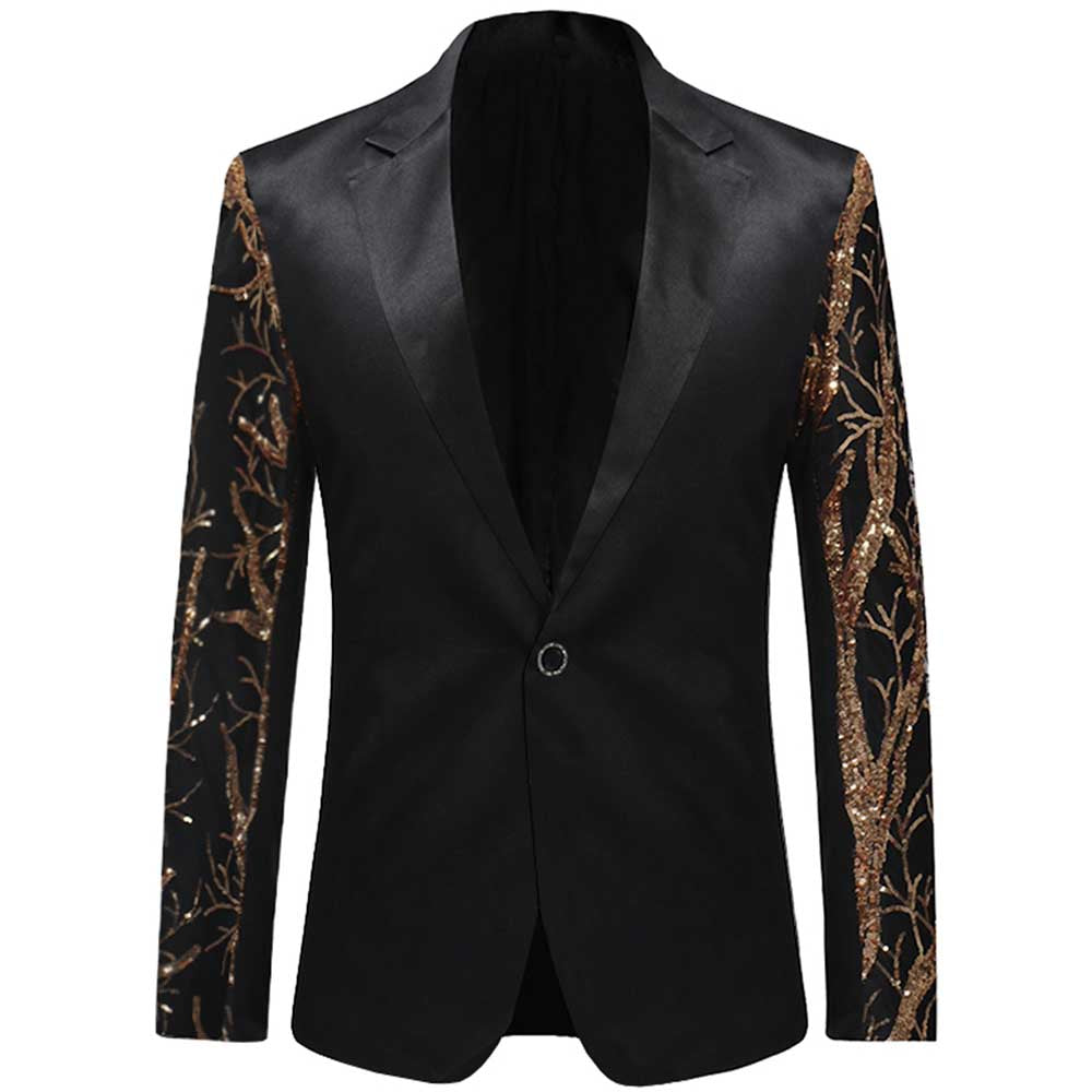 Slim Fit Sequin Blazer Casual Black Blazer