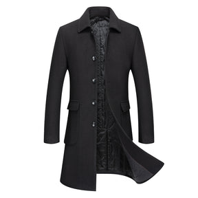 Mens Solid Color Casual Coat Black