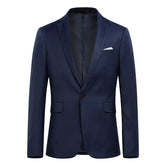 Mens Solid Color One Button Single Breasted Blazer Dark Blue
