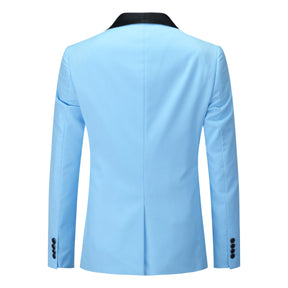 Slim Fit One Button Casual Sky Blue 3-Piece Suit