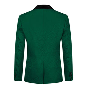 3-Piece Paisley Suit Shawl Collar Suit Green