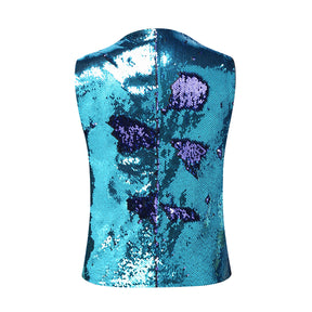 Slim Fit Shiny Sequins Vest Purple