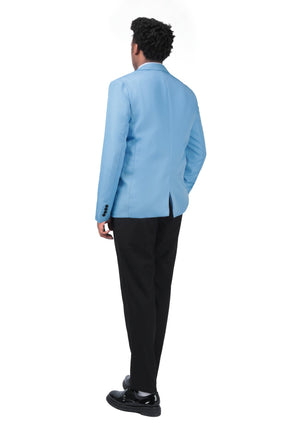 Men's Casual Suit Jacket Slim Fit Lightweight Blazer Coat Light Blue