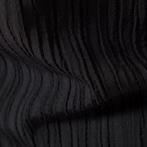 Men's Solid Color Lapel Wavy Long Sleeve Shirt Black