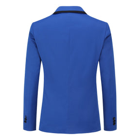 Men's One Button Solid Color Casual Blazer Blue