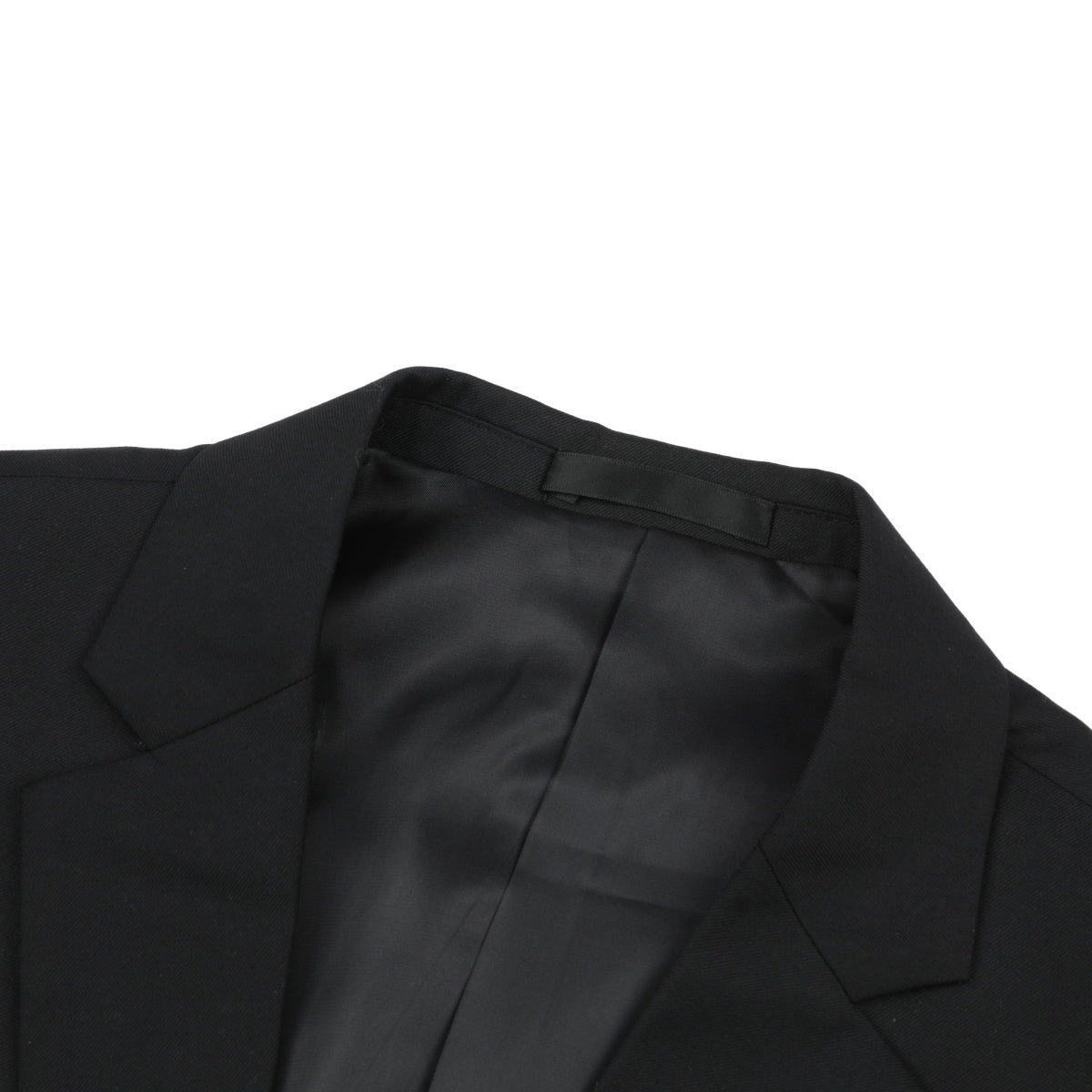 Black # Men's one-button casual blazer with flat collar and single-breasted closure, stylish black sport coat jacket with premium polyester viscose blend fabric and eco-friendly buttons for business, office, wedding and daily wear, isolated on white background.