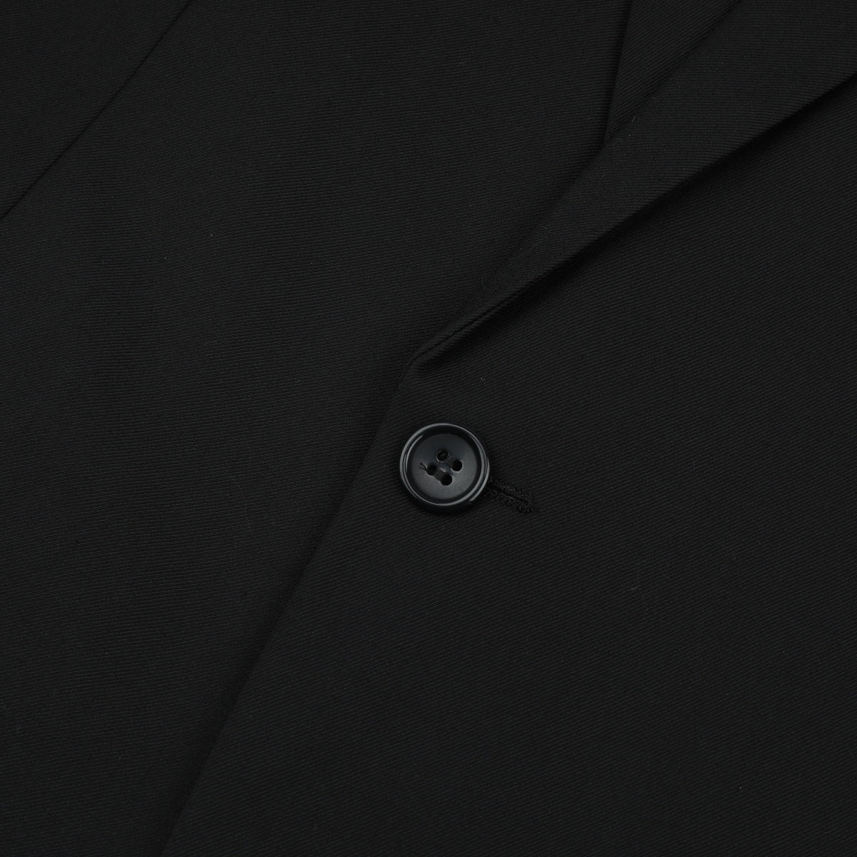 Black # Men's one-button casual blazer with flat collar and single-breasted closure, stylish black sport coat jacket with premium polyester viscose blend fabric and eco-friendly buttons for business, office, wedding and daily wear, isolated on white background.