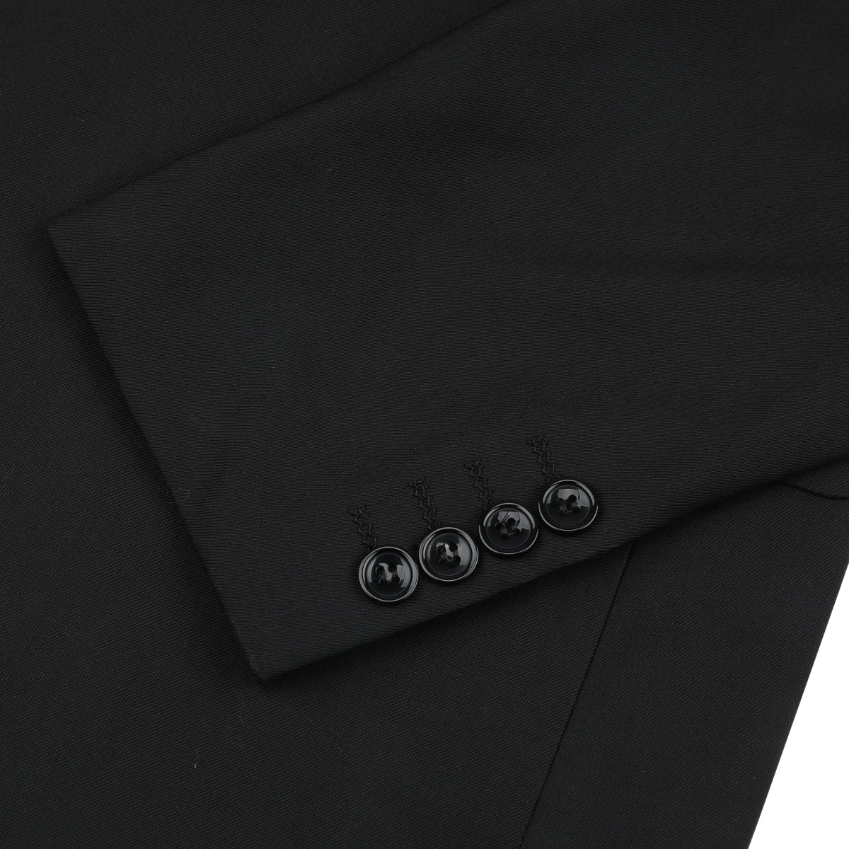 Black # Men's one-button casual blazer with flat collar and single-breasted closure, stylish black sport coat jacket with premium polyester viscose blend fabric and eco-friendly buttons for business, office, wedding and daily wear, isolated on white background.