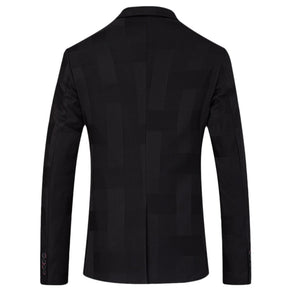 3-Piece Slim Fit Checked Black Casual Suit