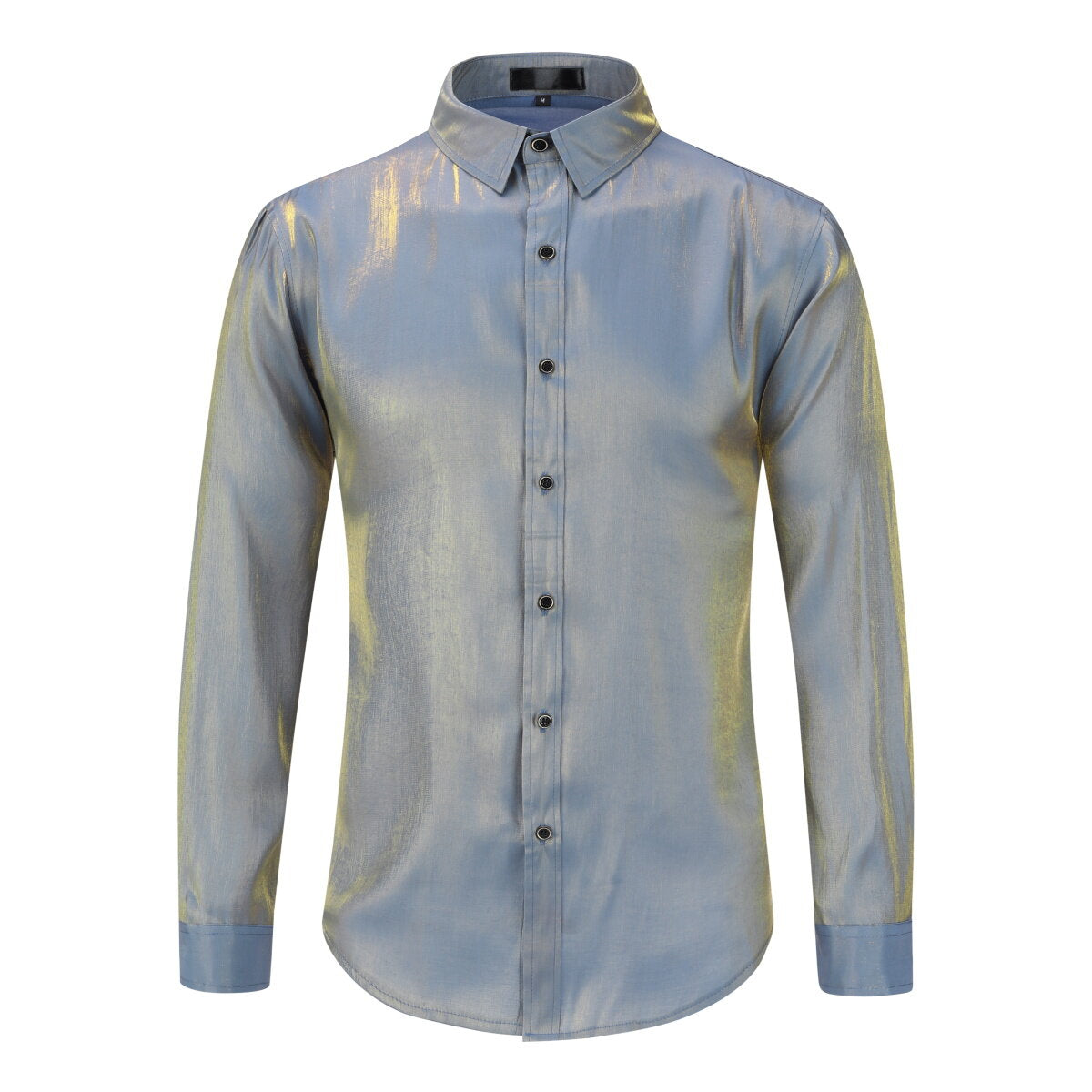 Men's Solid Color Silk Comfort Long Sleeve Shirt Navy