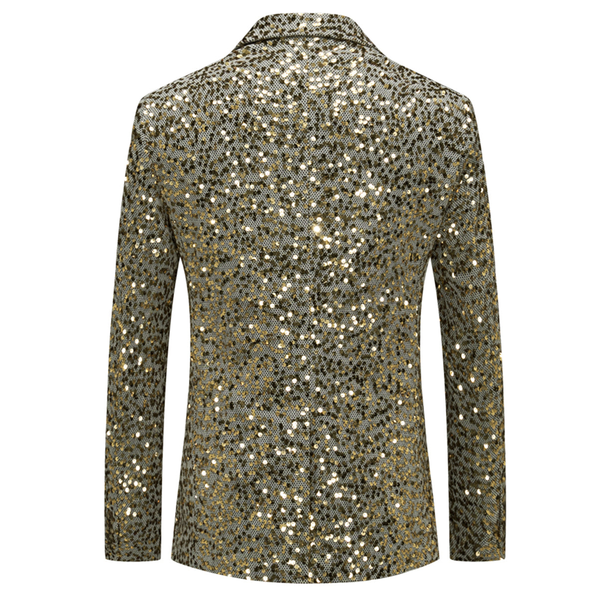 Men's Lapel Pattern Dress Blazer Gold