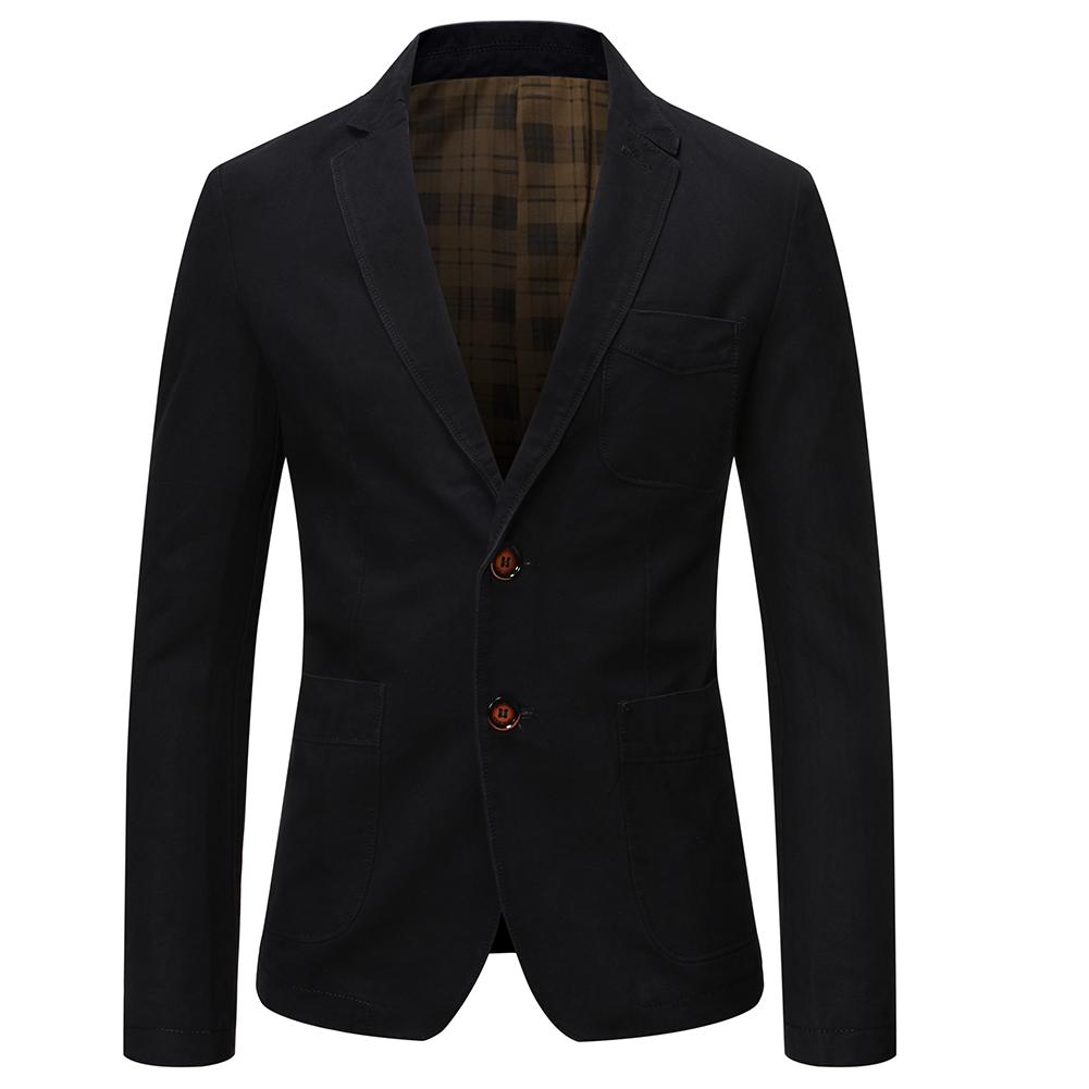 Black Two-Button Solid Color Jacket