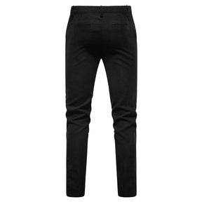 2-Piece Solid Color Two Button Single Breasted Corduroy Suit Black