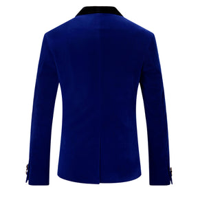 Blue Velvet Jacket Shawl Collar Design Blazer