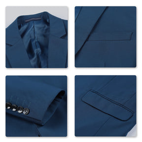 Two Piece Blue Suit One Button Suit