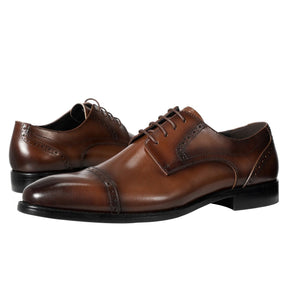 Men's Three Joint Business Formal Breathable British Leather Shoes Brown