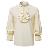 Men's Solid Punk Ruffled Long Sleeve Shirt Beige