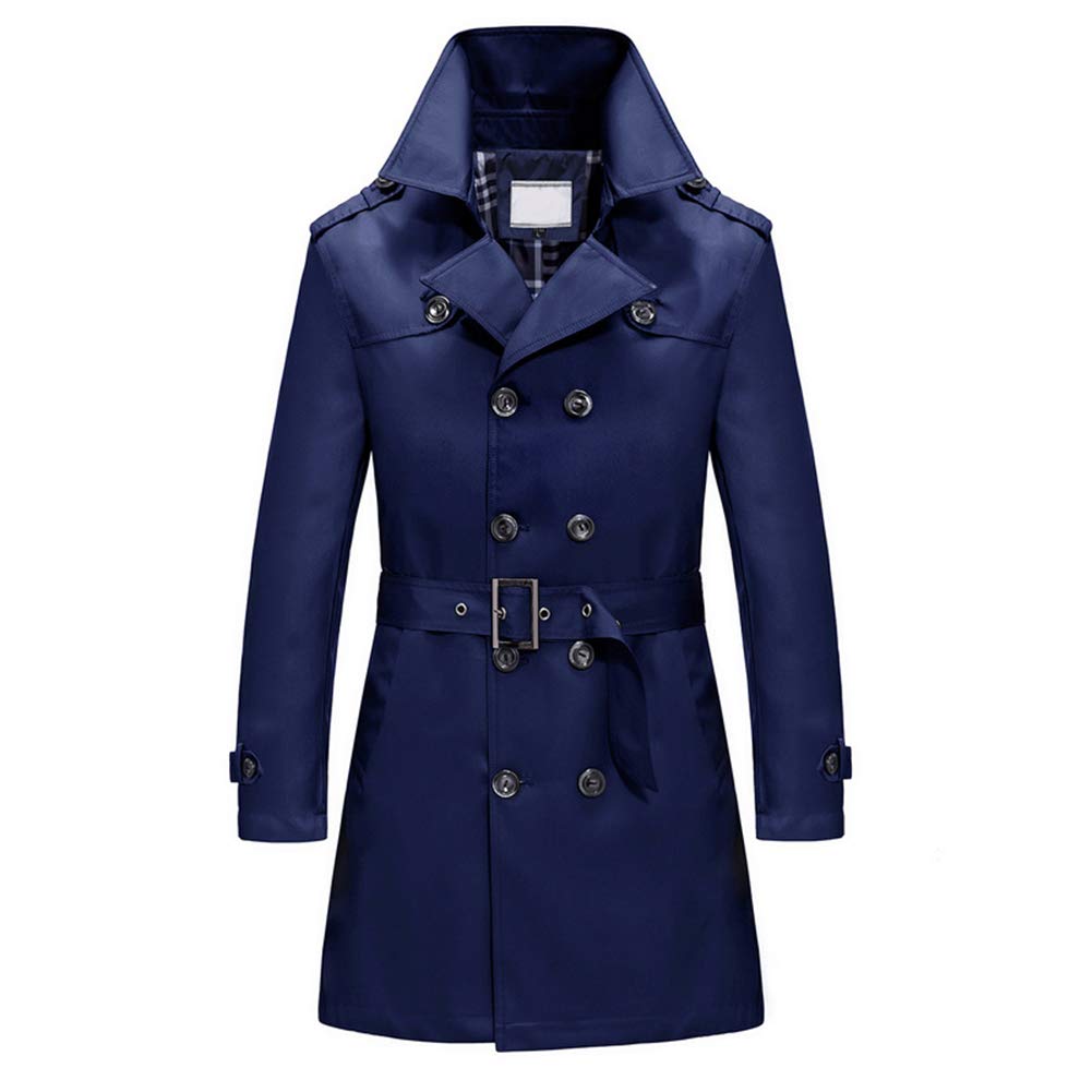Trench Coat Double Breasted Overcoat Outerwear Pea Coat Blue